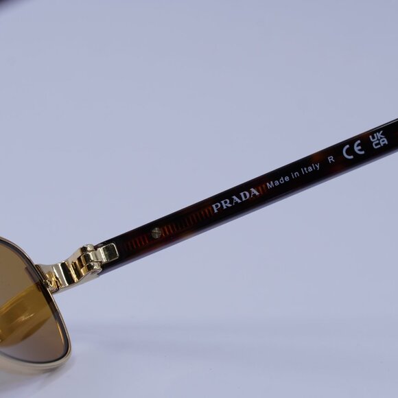 Prada PRB54S 5AK50P Sunglasses Gold Rectangle Frame, Dark Honey Lenses - Picture 7 of 10